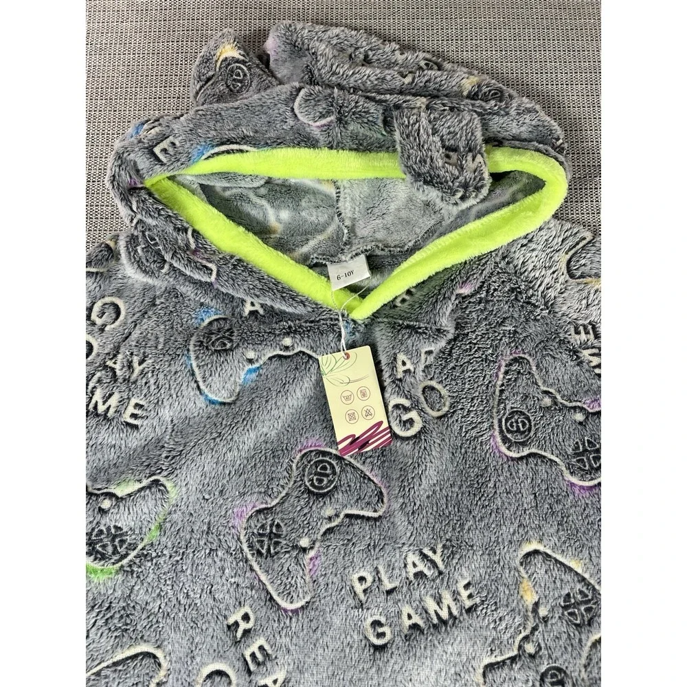Glow in the Dark Game Controller Blanket Hoodies for Kids 6-10 Years